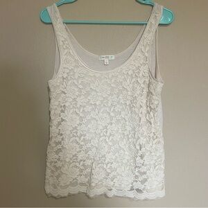 love, Fire Lace Tank Top - Cream